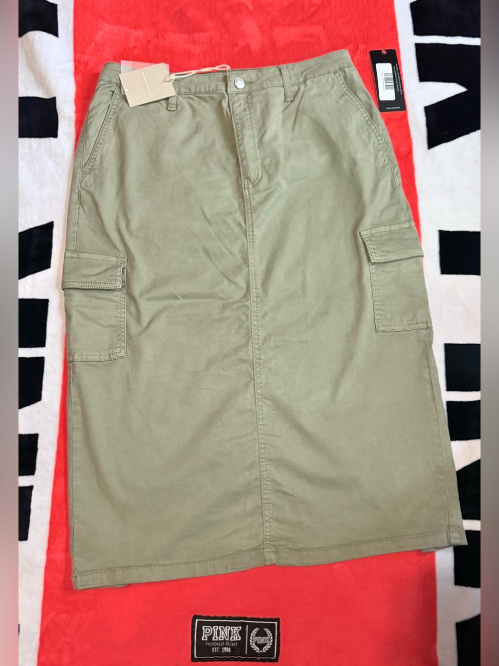Thread & Supply Olive Cargo Midi Skirt